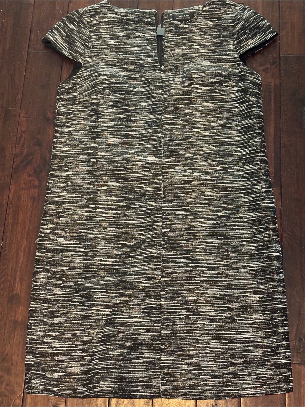 Classic Black and White Midi Dress with Cap Sleeves